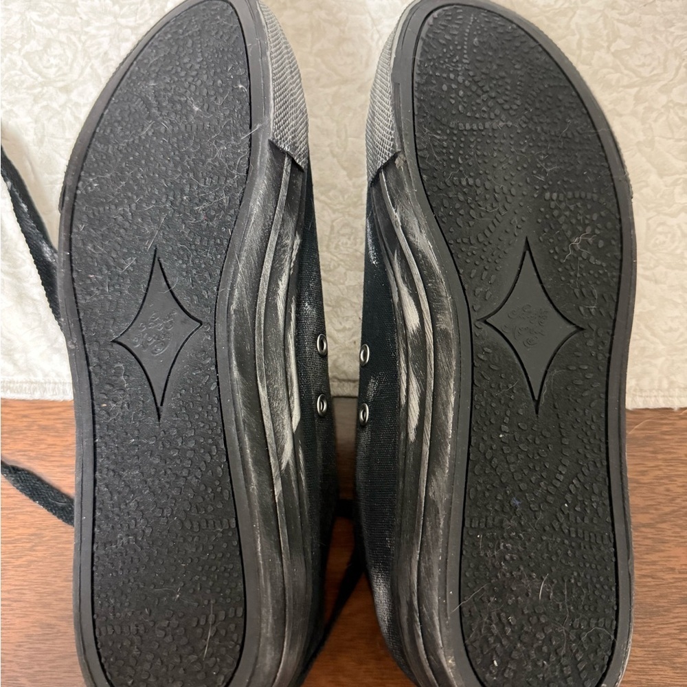 Naughty Monkey Womens Size 9 Black Sneaker Distressed Beaded Sequin Lace Up Flat - Picture 7 of 8